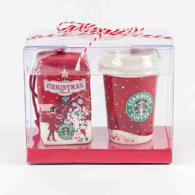 New Starbucks 2007 Red White Christmas Blend Coffee Bag To Go Cup Ornaments NIP - Sold on eBay Jan, 5th 2020 for $17.95