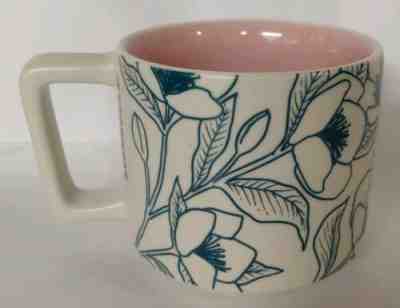 Starbucks Spring 14 Oz. Ceramic Mug Teal White Flowers Floral With Pink Interior - Sold on eBay Jan, 5th 2020 for $17.97
