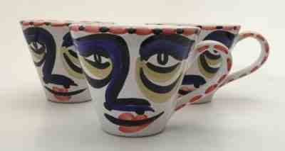 Set Of 3 Starbucks Sberna Deruta Abstract Face Painted Coffee Mugs Italy  - Sold on eBay Jan, 5th 2020 for $39.99