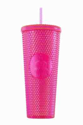 STARBUCKS Holiday 2019 Neon Pink Studded Cold Cup Tumbler 24 oz - Sold on eBay Jan, 5th 2020 for $26.99