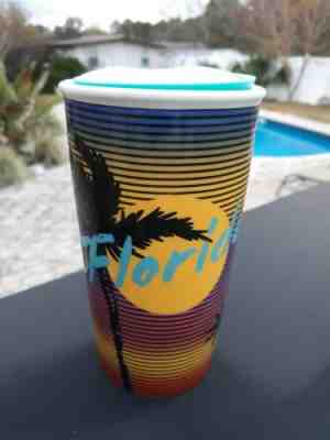 STARBUCKS Florida Double Wall 12 oz. Tumbler Sunset / Palm Trees  Orig. sticker - Sold on eBay Jan, 5th 2020 for $15.00