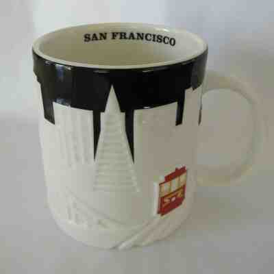Starbucks Coffee Cup Mug Black & White 2012 NWOT San Francisco Relief 16 Oz - Sold on eBay Jan, 5th 2020 for $24.99