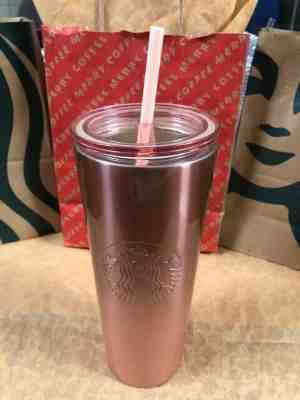 New Limited Ed Starbucks 2019 Venti  Rose Gold S.S. Cold Cup Tumbler for Holiday - Sold on eBay Jan, 5th 2020 for $34.00