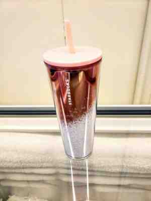 NWT Starbucks Tumbler 2019 Holiday Rose Gold Cascading Snow 24oz  - Sold on eBay Jan, 5th 2020 for $21.00