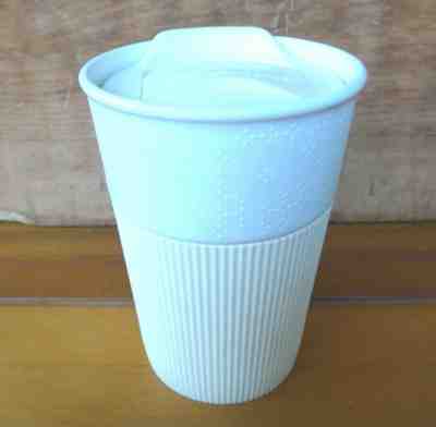 2013 Starbucks White Snowflake Silicone Sleeve 8 Oz. Coffee Tea Cocoa Travel Mug - Sold on eBay Jan, 4th 2020 for $17.99