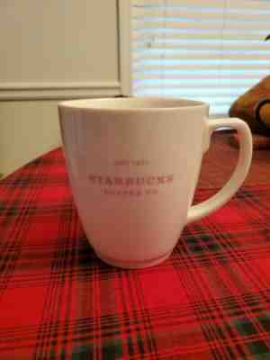Starbucks Coffee 2006 White Abbey Pink Trim Lettering Large Mug Tea Cup 18 oz - Sold on eBay Jan, 4th 2020 for $24.99