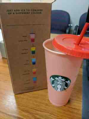 Starbucks Color Changing Reusable Cold Cup Rose Red 24 oz New Rare  - Sold on eBay Jan, 4th 2020 for $35.49