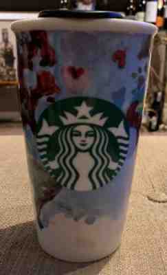 Starbucks 2015 Barista Art Shelby Kregel Watercolor Ceramic Tumbler Travel Mug - Sold on eBay Jan, 4th 2020 for $26.99