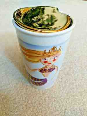 Starbucks 2015 Dot Collection Siren Mermaid Ceramic 12 oz Tumbler Gold Lid EUC - Sold on eBay Jan, 4th 2020 for $34.99