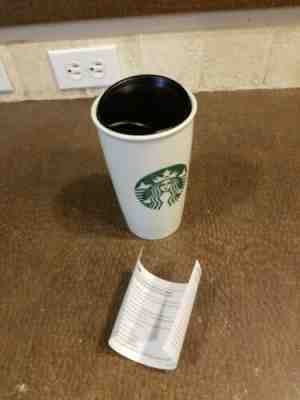 Starbucks 12 Oz Ceramic Travel Mug Tumbler Double Wall White Green Logo NEW - Sold on eBay Jan, 4th 2020 for $20.00