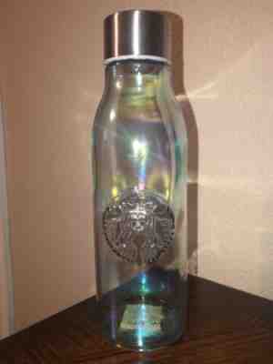 Holiday 2019 STARBUCKS Iridescent Rainbow RECYCLED GLASS WATER BOTTLE Christmas - Sold on eBay Jan, 4th 2020 for $30.00