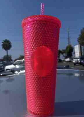 NEW STARBUCKS 2019 Exclusive Neon Pink Studded Cold Cup Tumbler - Sold on eBay Jan, 4th 2020 for $39.99