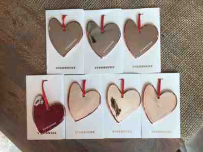 Starbucks Coffee 2017 Christmas Rose Gold Heart Ornament Lot of 7 Brand New - Sold on eBay Jan, 4th 2020 for $70.00