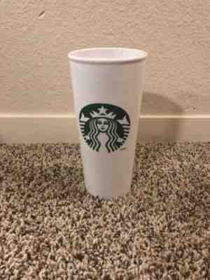 STARBUCKS Ceramic Travel Cup Tumbler 16 oz 2014 EUC White Green - Sold on eBay Jan, 4th 2020 for $20.00