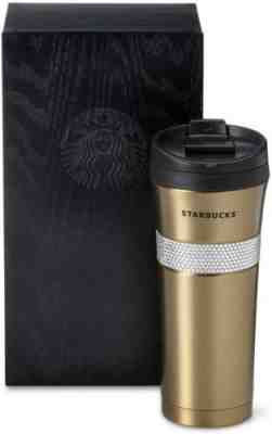Starbucks Gold Swarovski 16oz 30th Anniversary Stainless Tumbler in Wooden Box - Sold on eBay Jan, 4th 2020 for $175.00