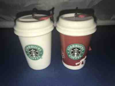 Starbucks Holiday 2006 Red & White Cup Hanging Ornaments - Sold on eBay Jan, 4th 2020 for $21.50