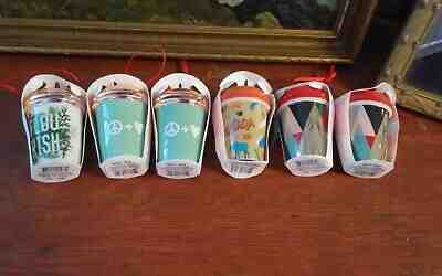 Lot 6 Starbucks Christmas ornament cups 2017 canada tree peace love flourish - Sold on eBay Jan, 4th 2020 for $50.00