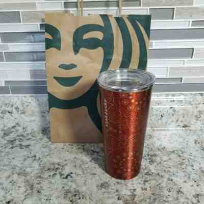 2019 Starbucks Stainless Steel Cup 16 Oz Travel Tumbler Dual Wall Red Floral - Sold on eBay Jan, 4th 2020 for $23.00
