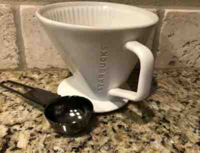 Starbucks Coffee White Brew Cup Pour Over Drip Cone Filter Holder With Scooper - Sold on eBay Jan, 4th 2020 for $17.99