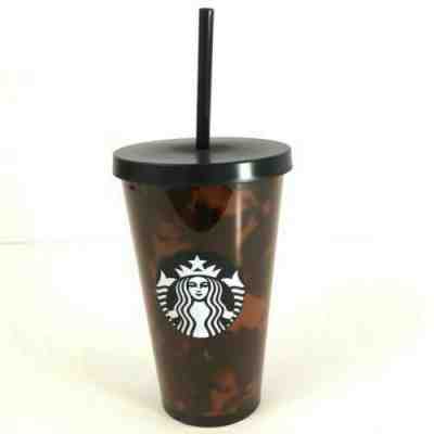 Starbucks Tortoise Shell New Tumbler Black Brown Cold Cup 16 Ounce - Sold on eBay Jan, 4th 2020 for $18.00