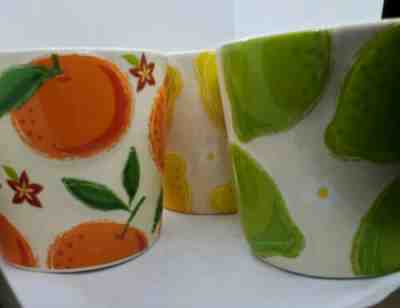 Starbucks Coffee 3 Mugs Fruit 2006 Raised Limes Lemons Oranges 3D Set of all 3 - Sold on eBay Jan, 4th 2020 for $40.00