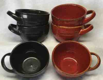 Starbucks Complete Set Of 6 Side Handle Stoneware Mugs Earth Tone Black Orange - Sold on eBay Jan, 4th 2020 for $20.00