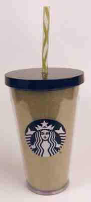 NEW Starbucks Glossy Gold Glitter Cold Cup 16oz Grande + Straw - Sold on eBay Jan, 3rd 2020 for $22.00