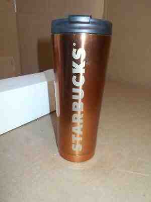 Starbucks Hi-Shine Stainless Steel Travel Coffee Cold Tumbler Copper Metal 12oz~ - Sold on eBay Jan, 3rd 2020 for $29.99