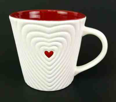 2008 Starbucks Red Heart With White Ripples Valentine Coffee Tea Mug Cup 16 oz - Sold on eBay Jan, 3rd 2020 for $18.85