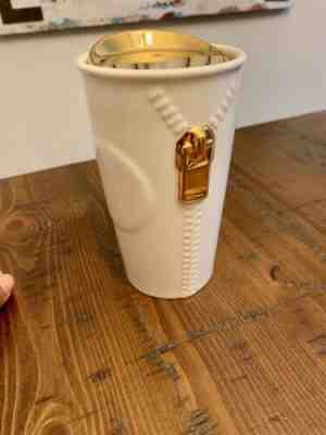 Starbucks Cup Mug Tumbler Zipper Ceramic Gold double wall travel New 10 oz nobox - Sold on eBay Jan, 3rd 2020 for $16.60