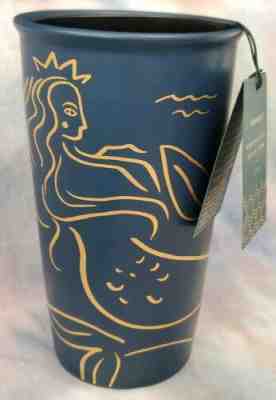 New w/tag 2017 Starbucks Golden Siren at Sea Navy Blue Ceramic Tumbler 12 oz - Sold on eBay Jan, 3rd 2020 for $59.96