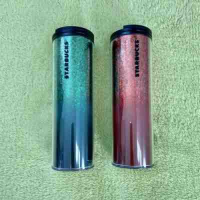 Starbucks 16oz Holiday Tumbler Hot Cold Sparkle Glitter Green Red Christmas 2019 - Sold on eBay Jan, 3rd 2020 for $30.00
