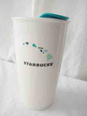 Starbucks Hawaii Ceramic Travel Tumbler 12oz Teal Blue Lid Collectible Rare - Sold on eBay Jan, 3rd 2020 for $32.00