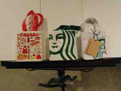 Starbucks 2018 Holidays 2 Ceramic Tote 1 Canvas Ornament Gift Card Holder New - Sold on eBay Jan, 3rd 2020 for $74.99