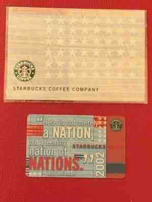 Starbucks Card 2002 Walt Whitman Nations with Sleeve New MINT Condition RARE - Sold on eBay Jan, 3rd 2020 for $199.00