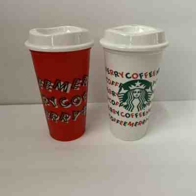 Starbucks 2019 Limited Edition Reusable Holiday Cups Set Of 2 - Sold on eBay Jan, 3rd 2020 for $17.99