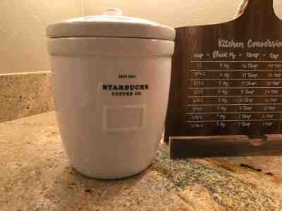 Starbucks 2002 Abbey Barista White Ceramic Coffee Cookie Jar Canister 64oz - Sold on eBay Jan, 3rd 2020 for $29.98