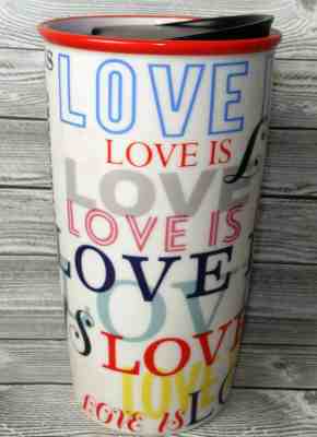 STARBUCKS ILLUSTRATE LOVE IS DOUBLE WALL 12oz TRAVEL MUG CUP ~ 2017 ~ NEW NWT - Sold on eBay Jan, 3rd 2020 for $24.99