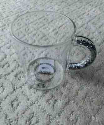 NEW Starbucks Glitter Handle Clear Glass 2019 Holiday Mug Cup Logo 12oz - Sold on eBay Jan, 3rd 2020 for $34.95