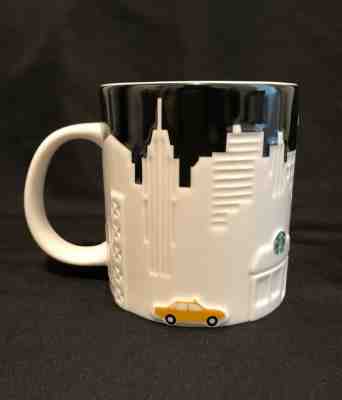 2012 Starbucks Relief Coffee Mug NYC Skyline Black White Yellow Cab 16 oz - Sold on eBay Jan, 3rd 2020 for $22.00