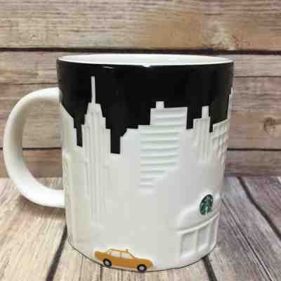 Starbucks New York City Coffee Mug Yellow Taxi Skyline Relief Black White - Sold on eBay Jan, 3rd 2020 for $39.99
