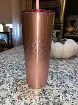 RARE! Starbucks Holiday 2019 Venti Stainless Steel Tumbler Rose Gold Glitter - Sold on eBay Jan, 3rd 2020 for $42.00