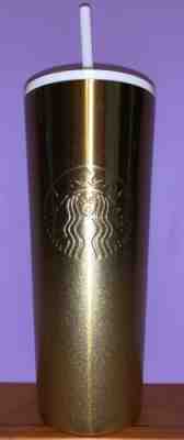 Starbucks Holiday 2019 Gold Glitter Sparkly Ombre Tumbler Stainless 24oz Venti - Sold on eBay Jan, 2nd 2020 for $34.95