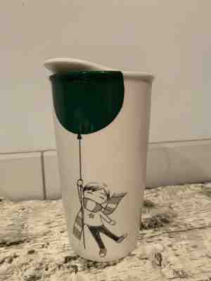 Starbucks Ceramic Travel Mug With Lid Boy With Green Dot Balloon 12 Oz 2014 - Sold on eBay Jan, 2nd 2020 for $19.99