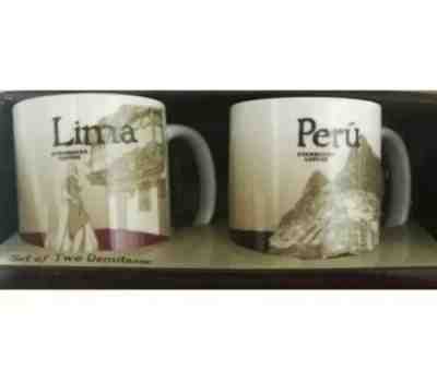 Starbucks 2016 City Mugs LIMA, PERU Demitasse 2 Mini Mugs Set 3 oz  - New in Box - Sold on eBay Jan, 2nd 2020 for $25.00
