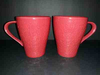 LOT OF TWO 2009 Starbucks Design House Stockholm RED Hearts Valentines Mug 12oz - Sold on eBay Jan, 2nd 2020 for $19.00