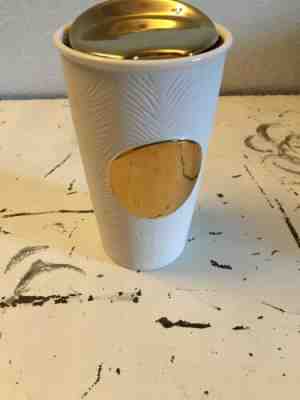 Starbucks Gold Polka Dot Collection Travel Mug Tumbler Ceramic w/ Lid 10 oz - Sold on eBay Jan, 2nd 2020 for $17.50