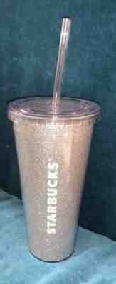 20 Oz Starbucks Venti Tumbler Travel Cup Cold W/ Straw Silver Glitter White Logo - Sold on eBay Jan, 2nd 2020 for $15.00