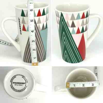 Starbucks 18 Oz Tall Mug Trees Christmas Mountains Coffee Tea White Green Red - Sold on eBay Jan, 2nd 2020 for $22.09