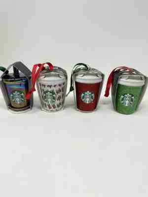 Starbucks 2019 Coffee Christmas Ornaments Holiday Set 4 Ceramic Glitter Tumbler - Sold on eBay Jan, 2nd 2020 for $50.00